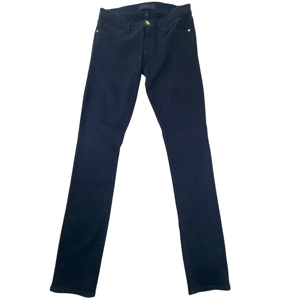 Juicy Couture Crystals Skinny Jeans Navy Blue Dark Wash Stretch Size 27 Low Rise